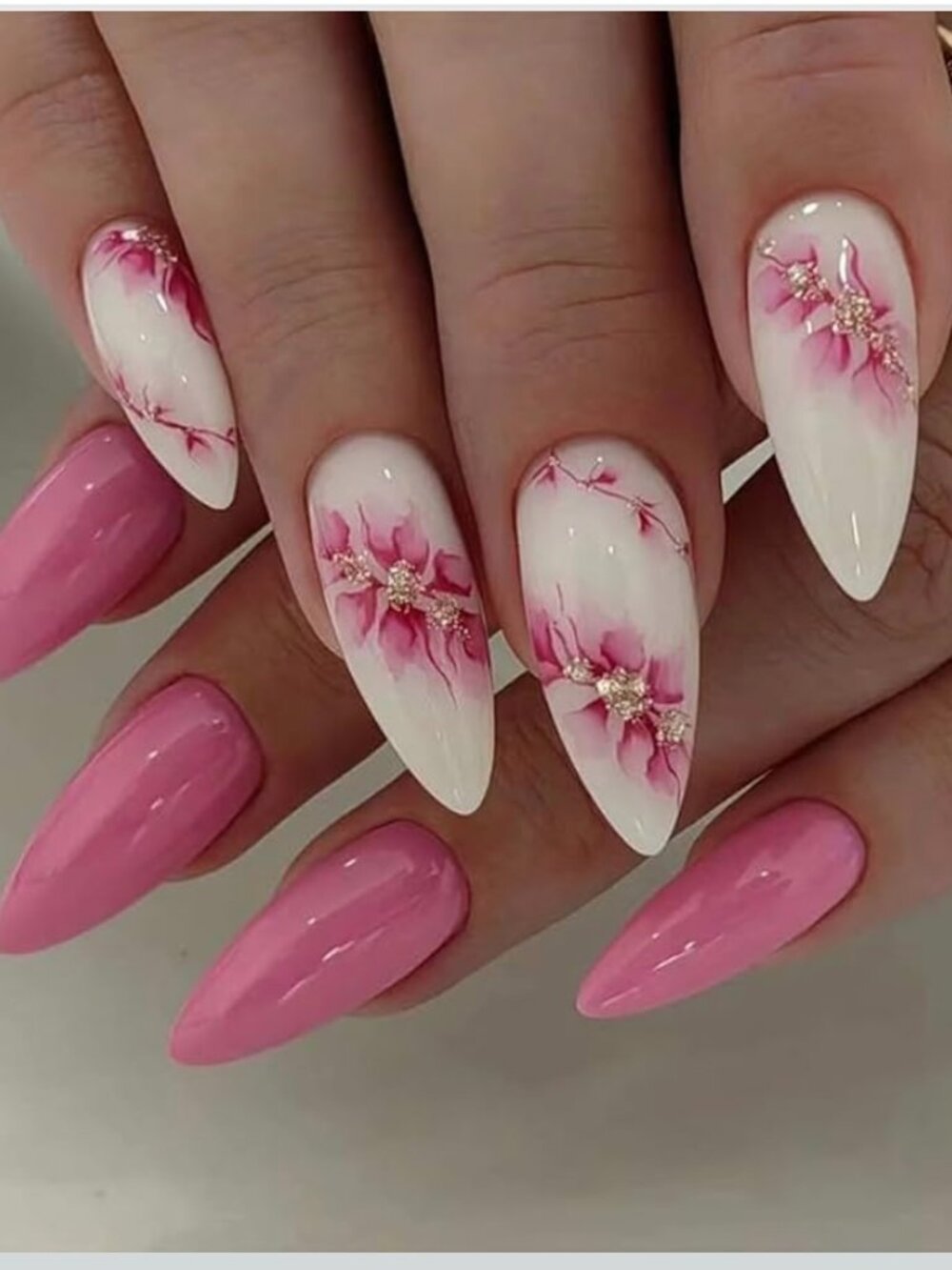 NIB - Set of 4 - 24 Pc Press On Nails - Pink, White, Mauve, Tan, Silver, Gold